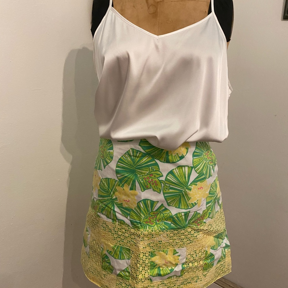 Lilly Pulitzer White and Green Floral Skirt